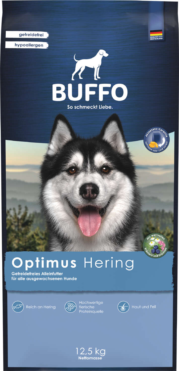 BUFFO Hunde-Trockenfutter Optimus getreidefrei Hering